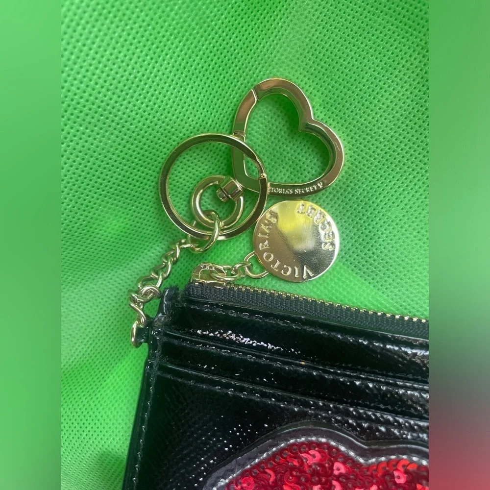 Victoria's Secret Black Wallet with Pink Sequin Lips,Card Holder. - Picture 2 of 11
